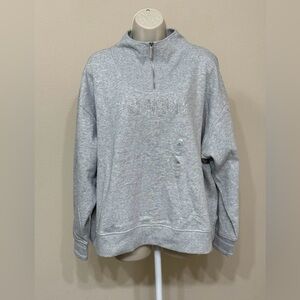 Tommy Hilfiger Women’s Gray Sparkly Logo Long Sleeve 1/4 Zip Comfort Sweater 2X